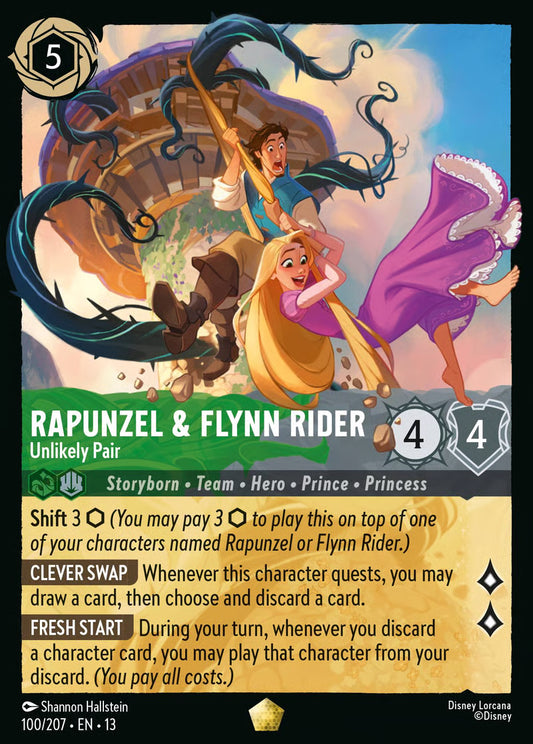 Rapunzel & Flynn Rider - Unlikely Pair [100/207] (Attack of the Vine!) Cold Foil